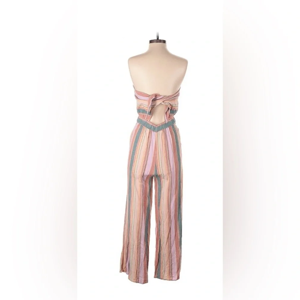 🦋2 For $50🦋 Pink and Green Strapless Jumpsuit With Pockets - Picture 2 of 5